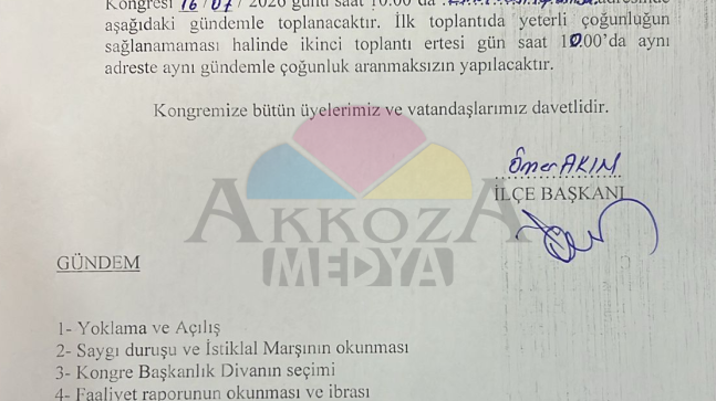 MHP Çamlıyayla İlçe Başkanlığından KONGRE İLANI