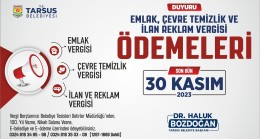 TARSUS BELEDİYESİ’NDEN VERGİ ÖDEMESİ HATIRLATMASI