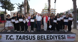 TARSUS BELEDİYESİ KURSİYERLERİ BELGELERİNİ ALDI