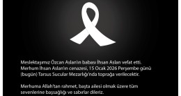 Meslektaşımız Özcan Aslan’ın babası İhsan Aslan vefat etti.