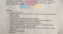 Tarsus Sanat Derneği Olağan Genel Kurul Toplantısı Duyuruldu