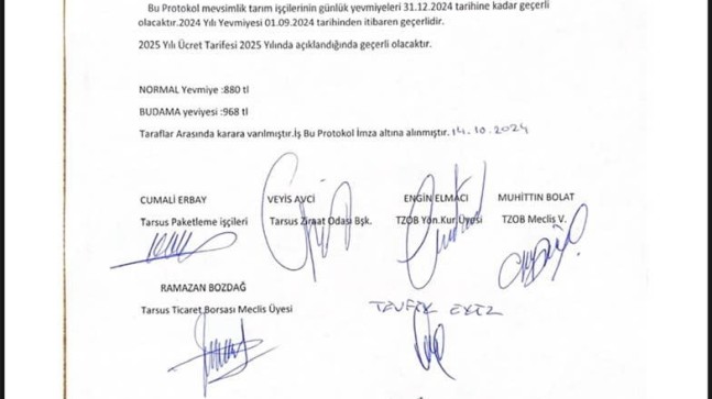 Tarım İşçileri Ücretleri Konusunda Protokol ile Uzlaşma Sağlandı
