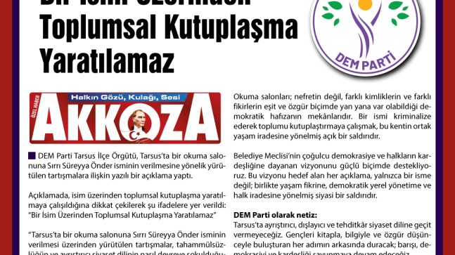 Tarsus’ta Okuma Salonuna Sırrı Süreyya Önder İsmi Verilmesine İlişkin