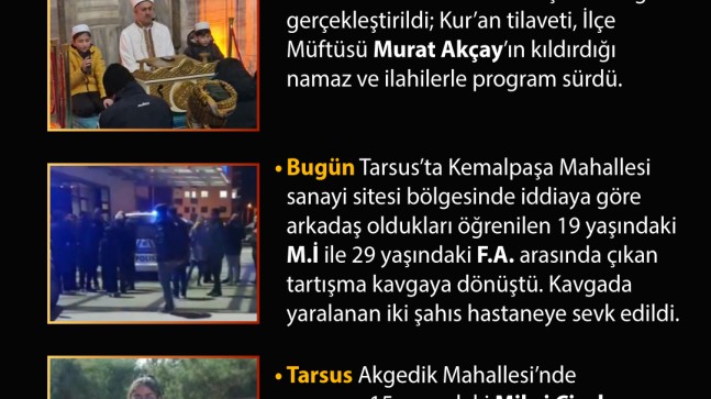 Bugün Tarsus’ta Neler Oldu? (1 Ocak 2026 Perşembe)