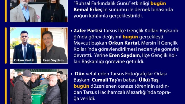 Bugün Tarsus’ta Neler Oldu? 15 Ocak 2026 Perşembe