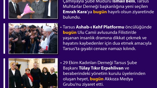 Bugün Tarsus’ta neler oldu? 16 Ocak 2026 Cuma