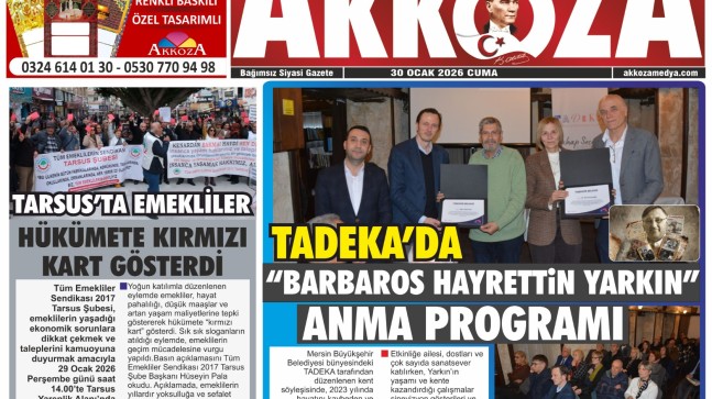 Tarsus Basını – Akkoza Gazetesi (30 Ocak 2026, Cuma)