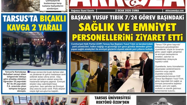 Tarsus Basını Akkoza Gazetesi 2 Ocak 2026 Cuma Gazete Başlıkları