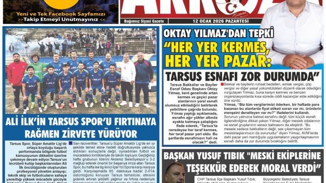 Tarsus Basını Akkoza Gazetesi – 12 Ocak 2026 Pazartesi