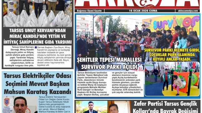Tarsus Bahsını 📰 Akkoza Gazetesi Haber Başlıkları – 16 Ocak 2026 Cuma