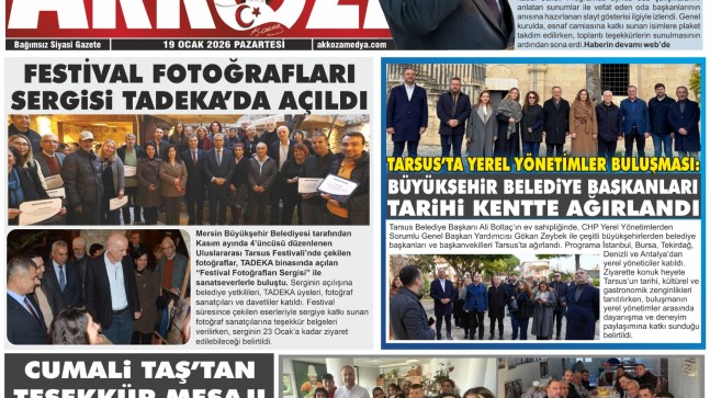 Tarsus Basını Akkoza Gazetesi 19 Ocak 2026 Pazartesi 👇