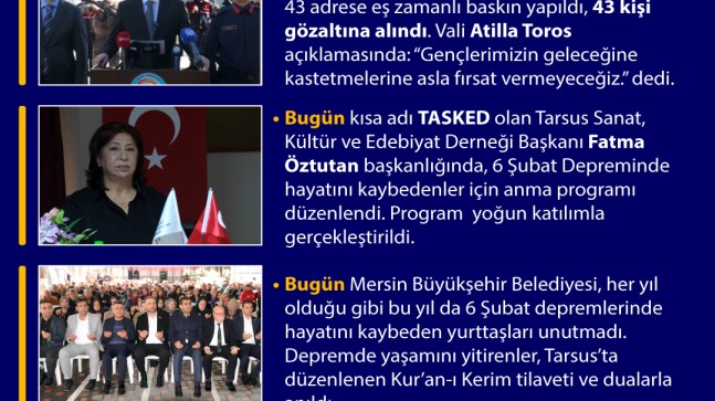 Tarsus’ta Bugün Neler Oldu? 5 Ocak 2026 Perşembe