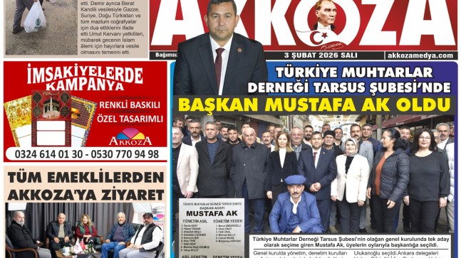 Tarsus Basını Akkoza Gazetesi 3 Şubat 2026 Salı