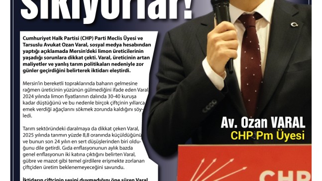 CHP’li Ozan Varal  “Memleketi Limon Gibi Sıkıyorlar”