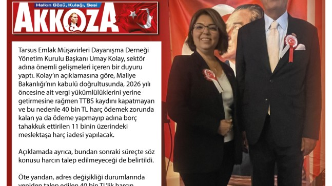 Umay Kolay Duyurdu Emlak Müşavirlerine 40 Bin TL’lik Harçta İade ve Muafiyet Müjdesi