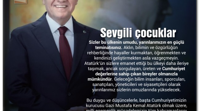 Başkan Seçer’den ‘23 Nisan Ulusal Egemenlik ve Çocuk Bayramı’ Mesajı