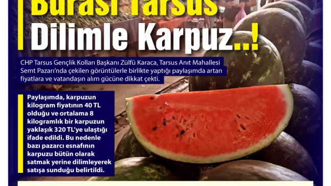 CHP Tarsus Gençlik Kolları Başkanı Zülfü Karaca  “Burası Tarsus Dilimle Karpuz”