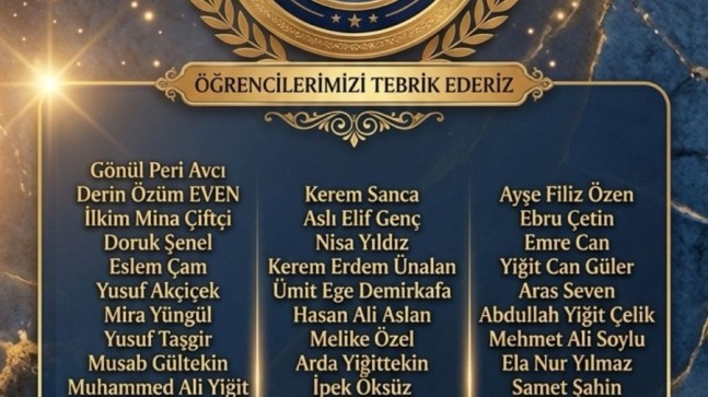 Tarsus Üç Kalem Eğitim Kurumlarının Gurur Tablosu