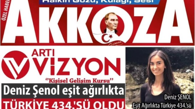 ARTI VİZYON Öğrencisi “Deniz Şenol’ eşit ağırlıkta TÜRKİYE 434.’SÜ OLDU”