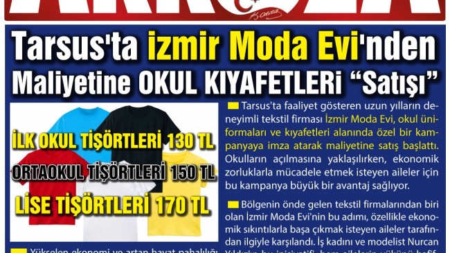 Tarsus’ta İzmir Moda Evi’nden Maliyetine Okul Kıyafetleri Satışı