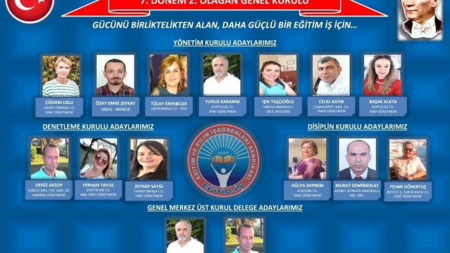 Eğitim-İş Sendikası Tarsus Şube 2. Olağan Genel Kurulu’nda Yunus Karamık Tekrar Başkan Seçildi