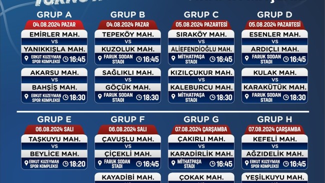 Tarsus Belediyesi Geleneksel Köyler Arası Futbol Turnuvası 3. Hafta Maçları Belli Oldu