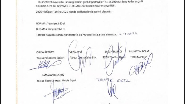 Tarım İşçileri Ücretleri Konusunda Protokol ile Uzlaşma Sağlandı