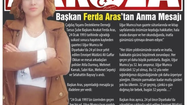 Başkan Ferda Aras’tan Anma Mesajı