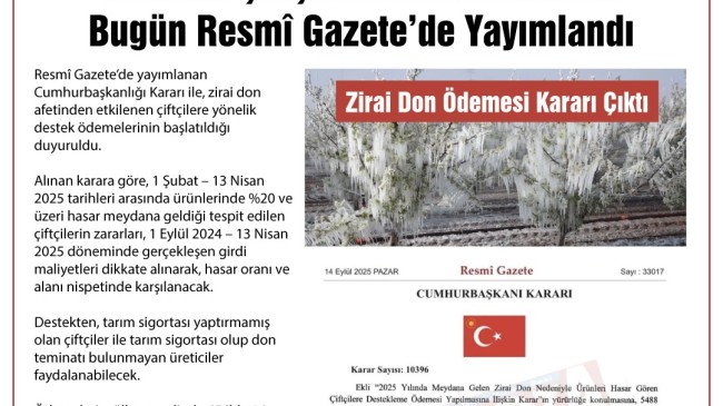Tarsuslu Çiftçilerimizin Dikkatine: Bugün Resmî Gazete de Yayımlandı