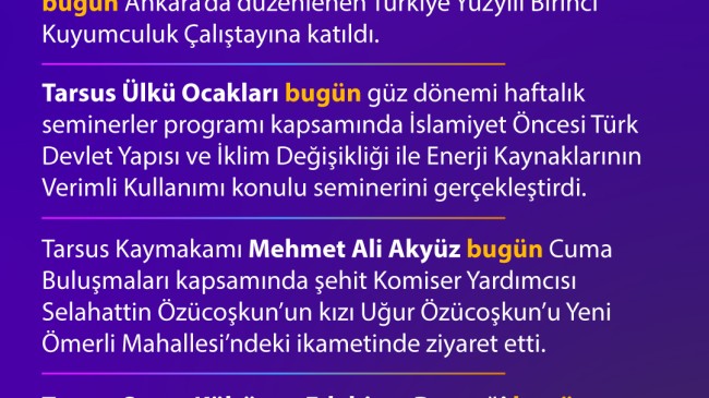 Bugün Tarsus’ta Neler Oldu? 12 Aralık 2025 Cuma