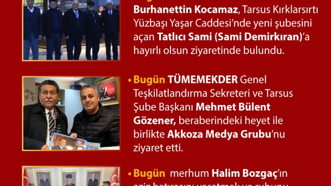 Bugün Tarsus’ta Neler Oldu.? 31 Aralık 2025 Çarşamba