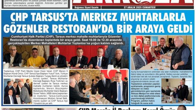 Tarsus Basını Akkoza Gazetesi 27 Aralık 2025 Cumartesi