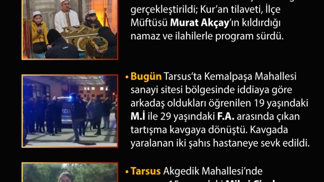 Bugün Tarsus’ta Neler Oldu? (1 Ocak 2026 Perşembe)
