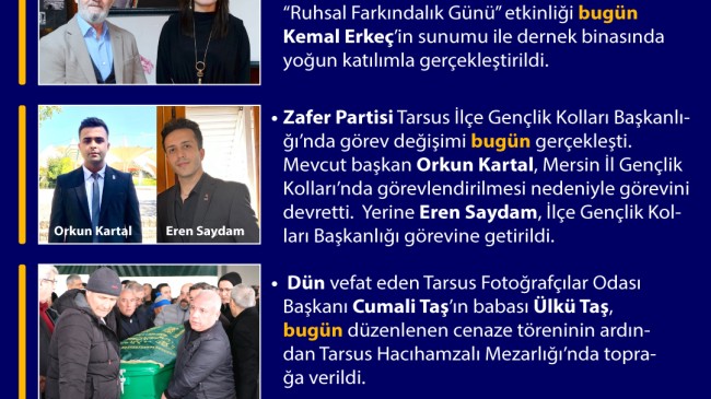 Bugün Tarsus’ta Neler Oldu? 15 Ocak 2026 Perşembe