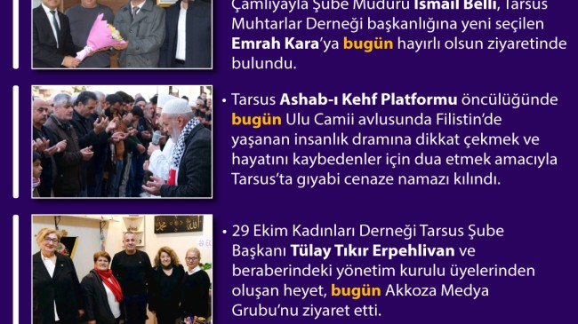 Bugün Tarsus’ta neler oldu? 16 Ocak 2026 Cuma