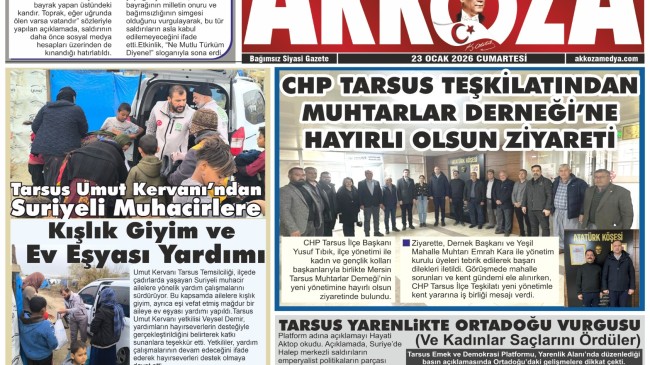 “Tarsus Basını Akkoza Gazetesi 24 Ocak Cumartesi” 👇