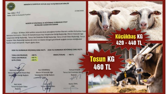 Tarsus’ta  Kurbanlık Kilo Fiyatları Belirlendi
